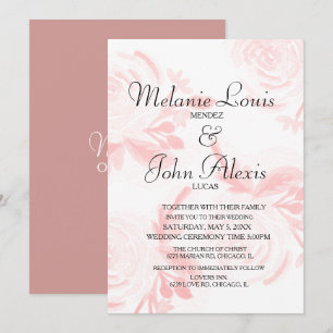 Invitation Mariage Botanique Roses Roses Aquarelle Rose
