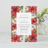 Invitation Mariage Botanique Rouge Luxuriant (Debout devant)