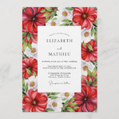 Invitation Mariage Botanique Rouge Luxuriant (Devant)