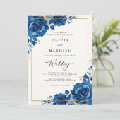 Invitation Mariage botanique Royal Blue Bloom (Debout devant)