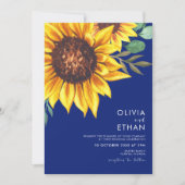 Invitation Mariage botanique Royal Blue et Sunflower (Devant)