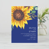 Invitation Mariage botanique Royal Blue et Sunflower (Debout devant)