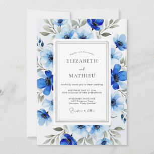 Invitation Mariage Botanique Royal Blue Luxuriant