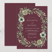 Invitation Mariage Botanique Royal Bourgogne (Devant / Derrière)