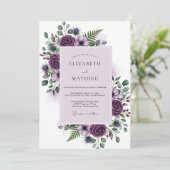Invitation Mariage Botanique Royal Pourpre (Debout devant)