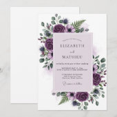 Invitation Mariage Botanique Royal Pourpre (Devant / Derrière)
