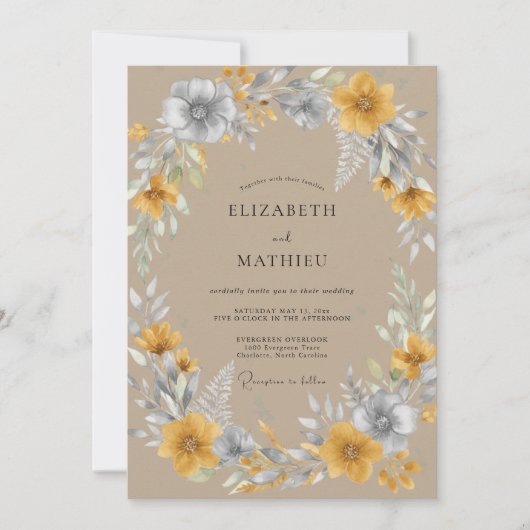 Invitation Mariage Botanique Rustique Ambre (Devant)
