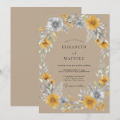 Invitation Mariage Botanique Rustique Ambre (Devant / Derrière)
