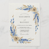 Invitation Mariage Botanique Rustique Bleu (Devant)