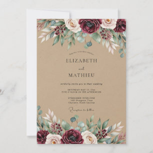 Invitation Mariage Botanique Rustique Bourgogne