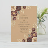 Invitation Mariage Botanique Rustique Brun (Debout devant)