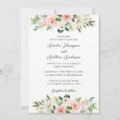 Invitation Mariage Botanique Rustique Campagnard Rose (Devant)
