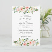 Invitation Mariage Botanique Rustique Campagnard Rose (Debout devant)