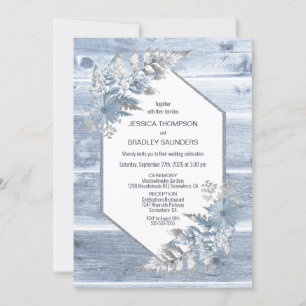 Invitation Mariage botanique rustique Dusty Blue Wood
