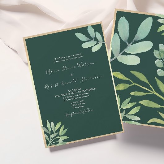 Invitation Mariage Botanique Rustique Émeraude Vert
