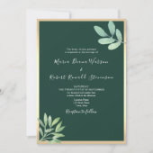 Invitation Mariage Botanique Rustique Émeraude Vert (Devant)