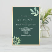 Invitation Mariage Botanique Rustique Émeraude Vert (Debout devant)