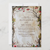 Invitation Mariage botanique rustique en bois (Devant)
