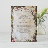 Invitation Mariage botanique rustique en bois (Debout devant)