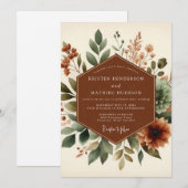 Invitation Mariage Botanique Rustique en Terracotta (Devant / Derrière)