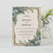 Invitation Mariage botanique rustique eucalyptus (Debout devant)