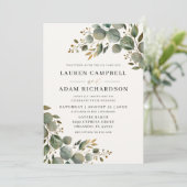 Invitation Mariage Botanique Rustique Eucalyptus (Debout devant)