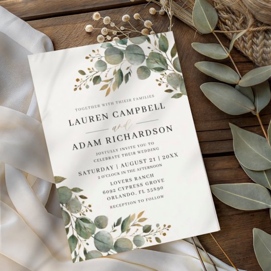 Invitation Mariage Botanique Rustique Eucalyptus