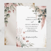 Invitation Mariage Botanique Rustique Eucalyptus Verdure (Devant / Derrière)