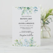 Invitation Mariage Botanique Rustique Eucalyptus Verdure (Debout devant)