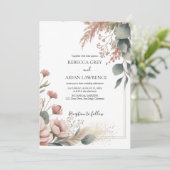 Invitation Mariage Botanique Rustique Eucalyptus Verdure  (Debout devant)