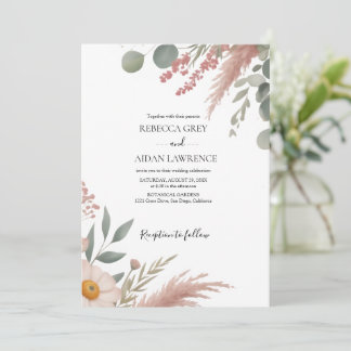 Invitation Mariage Botanique Rustique Eucalyptus Verdure 