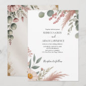 Invitation Mariage Botanique Rustique Eucalyptus Verdure  (Devant / Derrière)