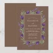 Invitation Mariage Botanique Rustique Mocha (Devant / Derrière)