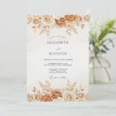 Invitation Mariage Botanique Rustique Ocre (Debout devant)