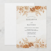 Invitation Mariage Botanique Rustique Ocre (Devant / Derrière)