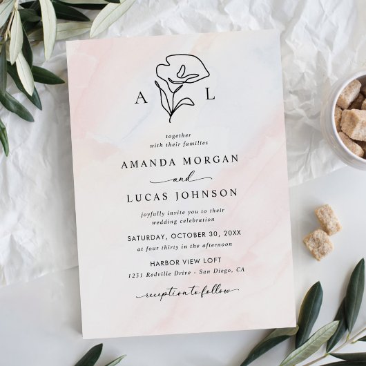 Invitation Mariage botanique rustique simple