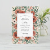 Invitation Mariage Botanique Rustique Terracotta (Debout devant)