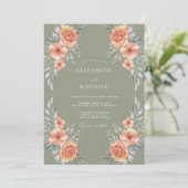 Invitation Mariage Botanique Rustique Vert Olive (Debout devant)