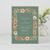 Invitation Mariage Botanique Rustique Vert Sauge (Debout devant)