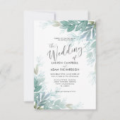 Invitation Mariage Botanique Rustique Vert Sauge & Sarcelle (Devant)