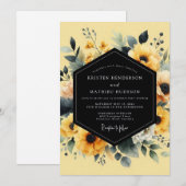 Invitation Mariage Botanique Saffron Noir (Devant / Derrière)