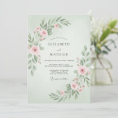 Invitation Mariage Botanique Sage Blush (Debout devant)