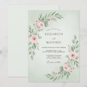 Invitation Mariage Botanique Sage Blush (Devant / Derrière)