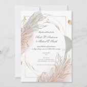 Invitation Mariage Botanique Sage Doré Et Rose (Devant)