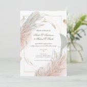 Invitation Mariage Botanique Sage Doré Et Rose (Debout devant)