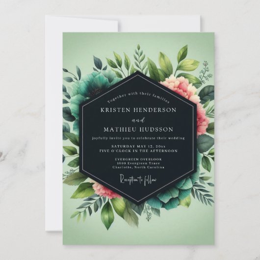 Invitation Mariage Botanique Sage Luxuriant (Devant)