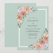 Invitation Mariage Botanique Sage Paisible (Devant / Derrière)