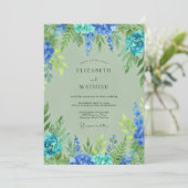 Invitation Mariage Botanique Sage Turquoise (Debout devant)