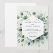 Invitation Mariage Botanique Sage Verdoyant (Devant / Derrière)