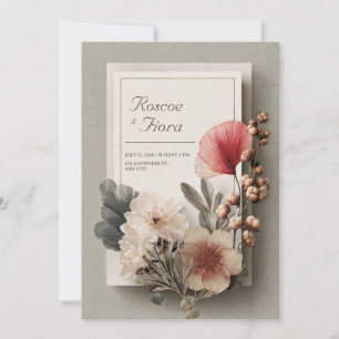 Invitation Mariage Botanique Séchée Florale Teintée Rustique